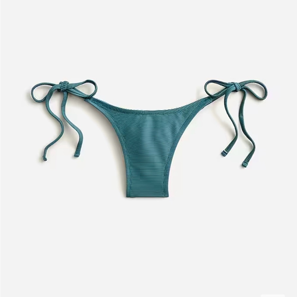 J. Crew Ribbed curved-waist cheeky string bikini bottom